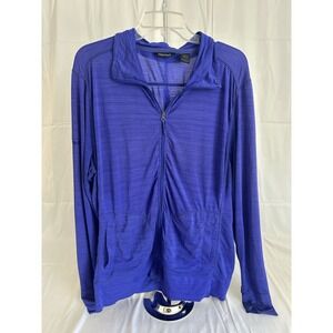 Marmot Womens XL Full Zip Jacket Blue Space Dye Athletic Performance Thumbholes